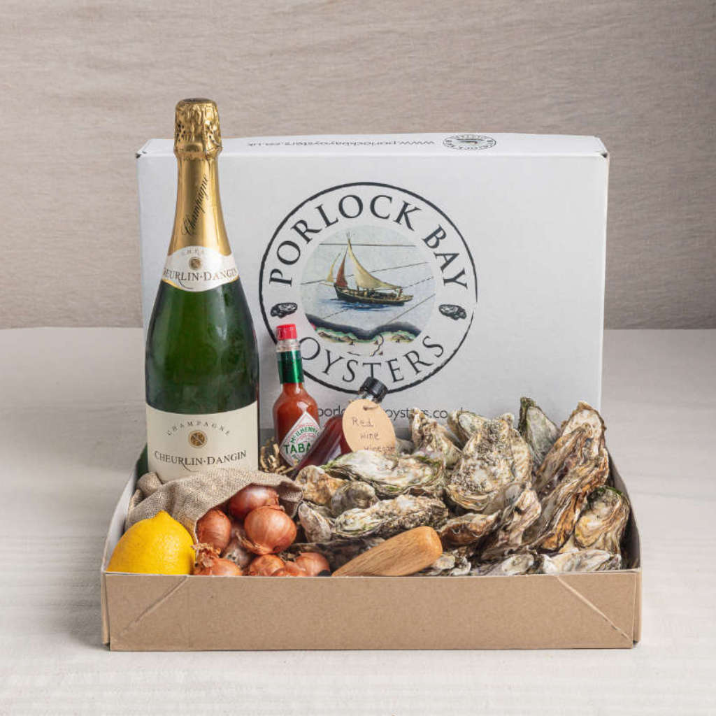 Champagne and Oyster Gift Box by Porlock Bay Oysters