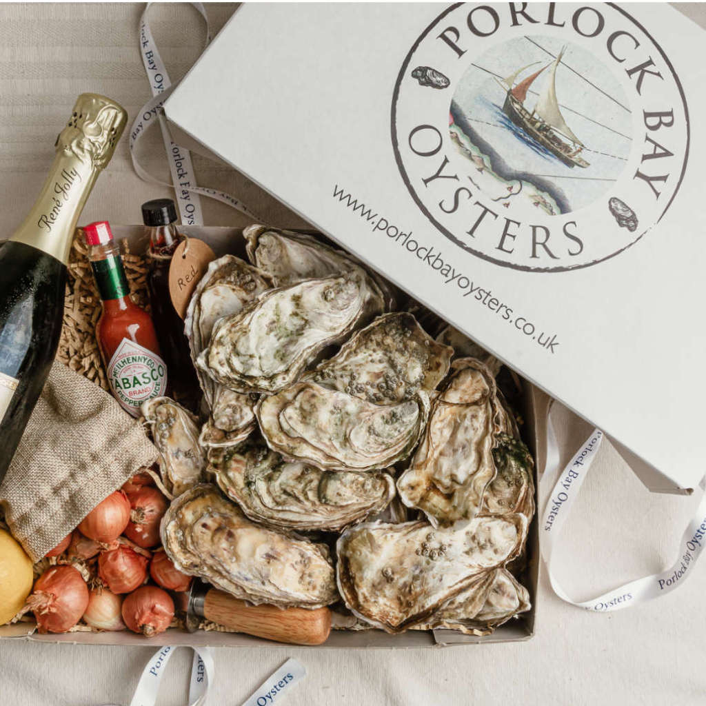Champagne and Oyster Gift Box by Porlock Bay Oysters
